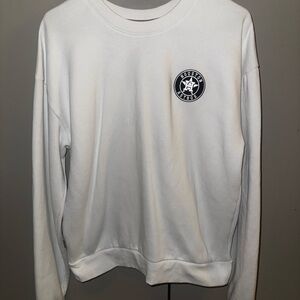 Antigua White Crewneck Sweater with Black Emblem